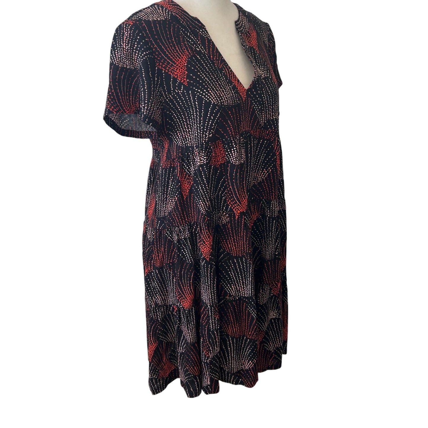 Anthropologie Maeve Tania Tiered Dress Black, Orange Womens Size XS Petite NEW