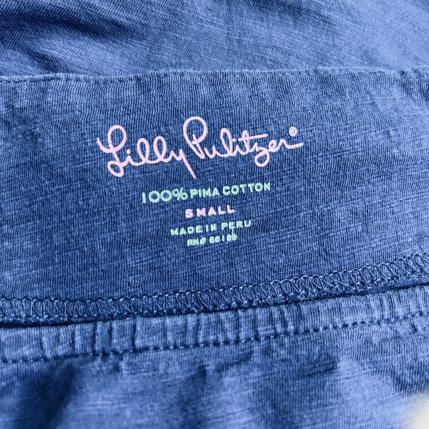 Lilly Pulitzer Navy Blue Pima Cotton Short Sleeve Top Womens Size Small