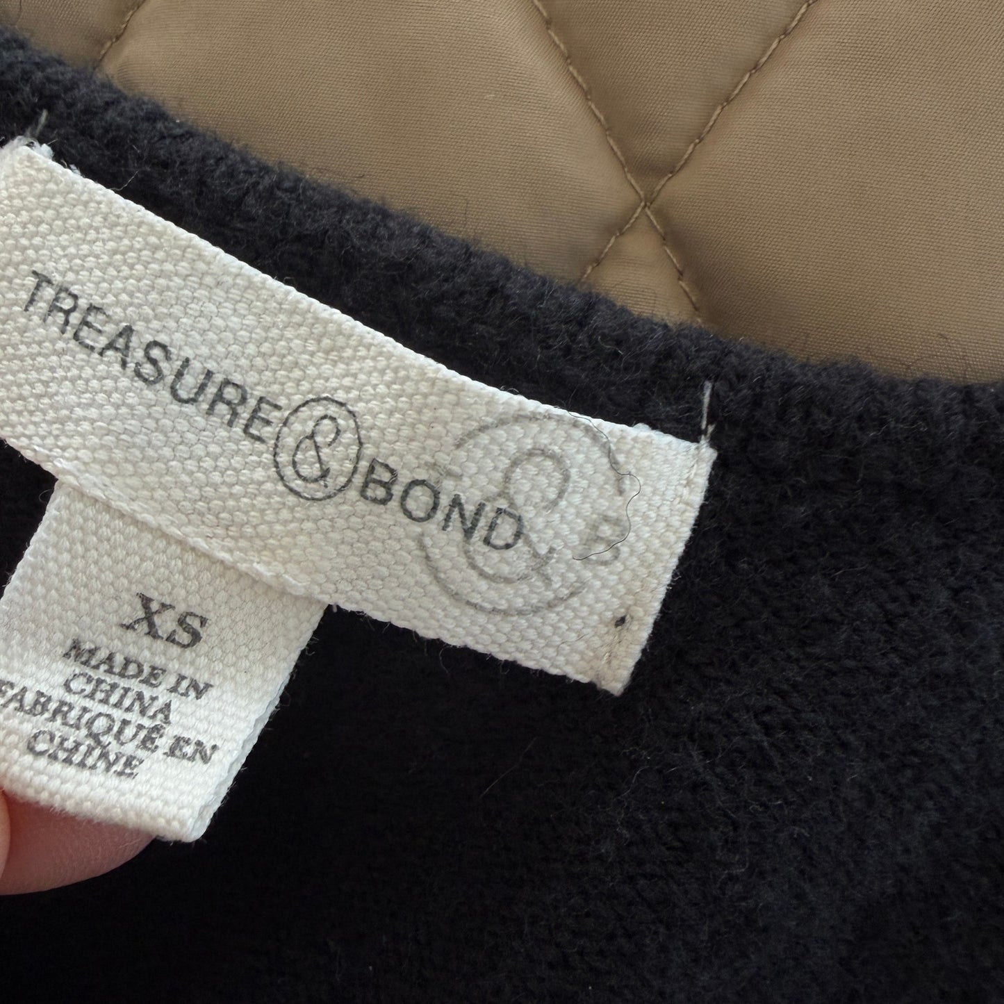 Treasure & Bond Black Wool Blend V-Neck Sweater Womens Size XS