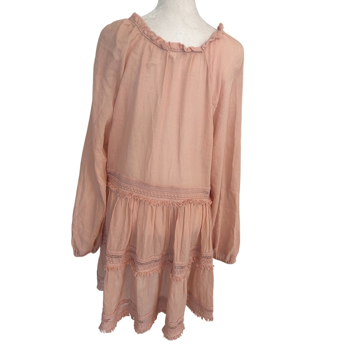 Eberjey Anthropologie Peach Boho Fringed Beach Cover Up Womens Size Large
