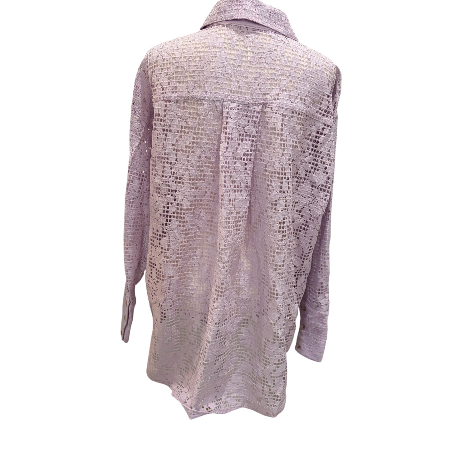 Free People Lilac Purple Button Down Crocheted Top Coverup Womens Size Small