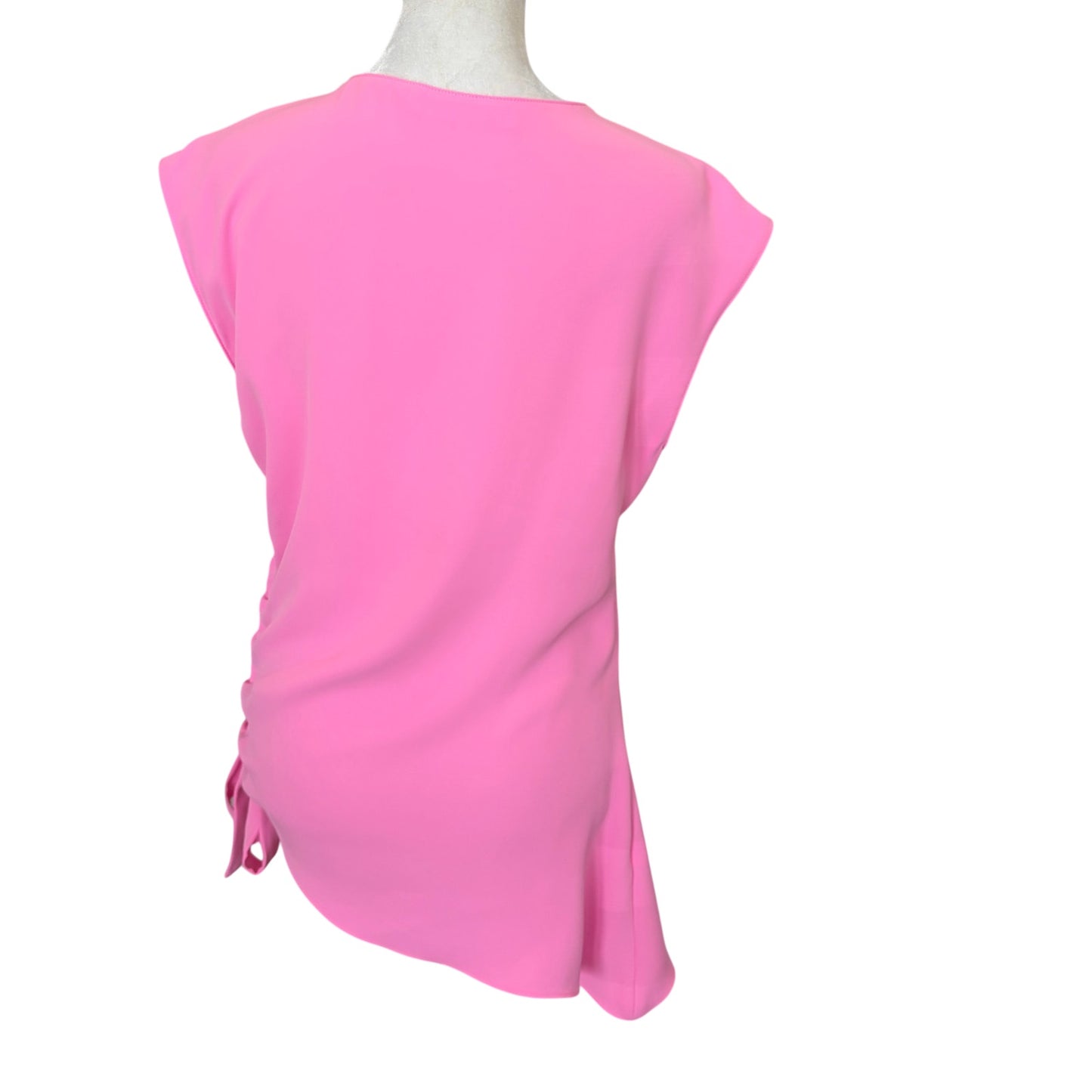 Amanda Uprichard Pink V-Neck Sleeveless Asymmetrical Top Womens Size Small