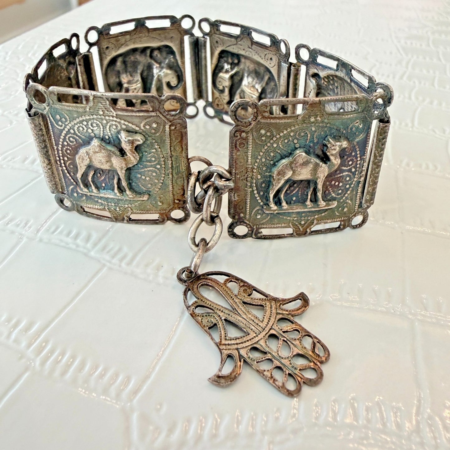 1950's Egyptian Pharaoh Hamsa Hand of God Bracelet