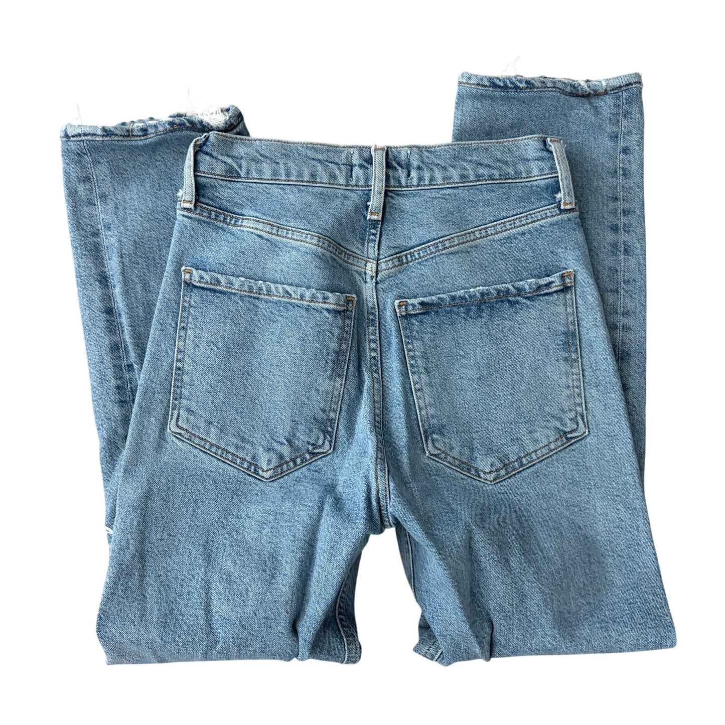 AGOLDE Riley High Rise Straight Crop Button Fly Jeans Distressed Womens Size 25