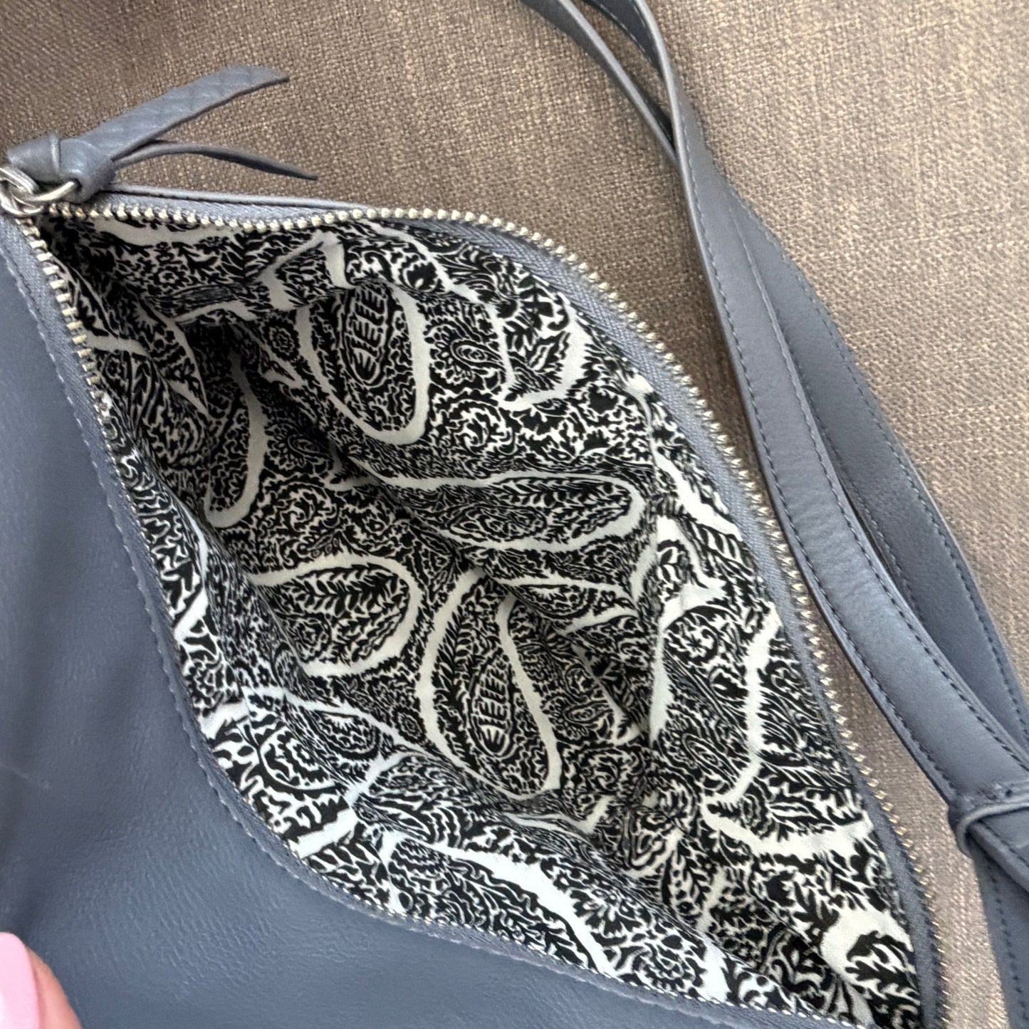Vera Bradley Gallatin Collection Gray Leather Shoulder Bag Crossbody Handbag