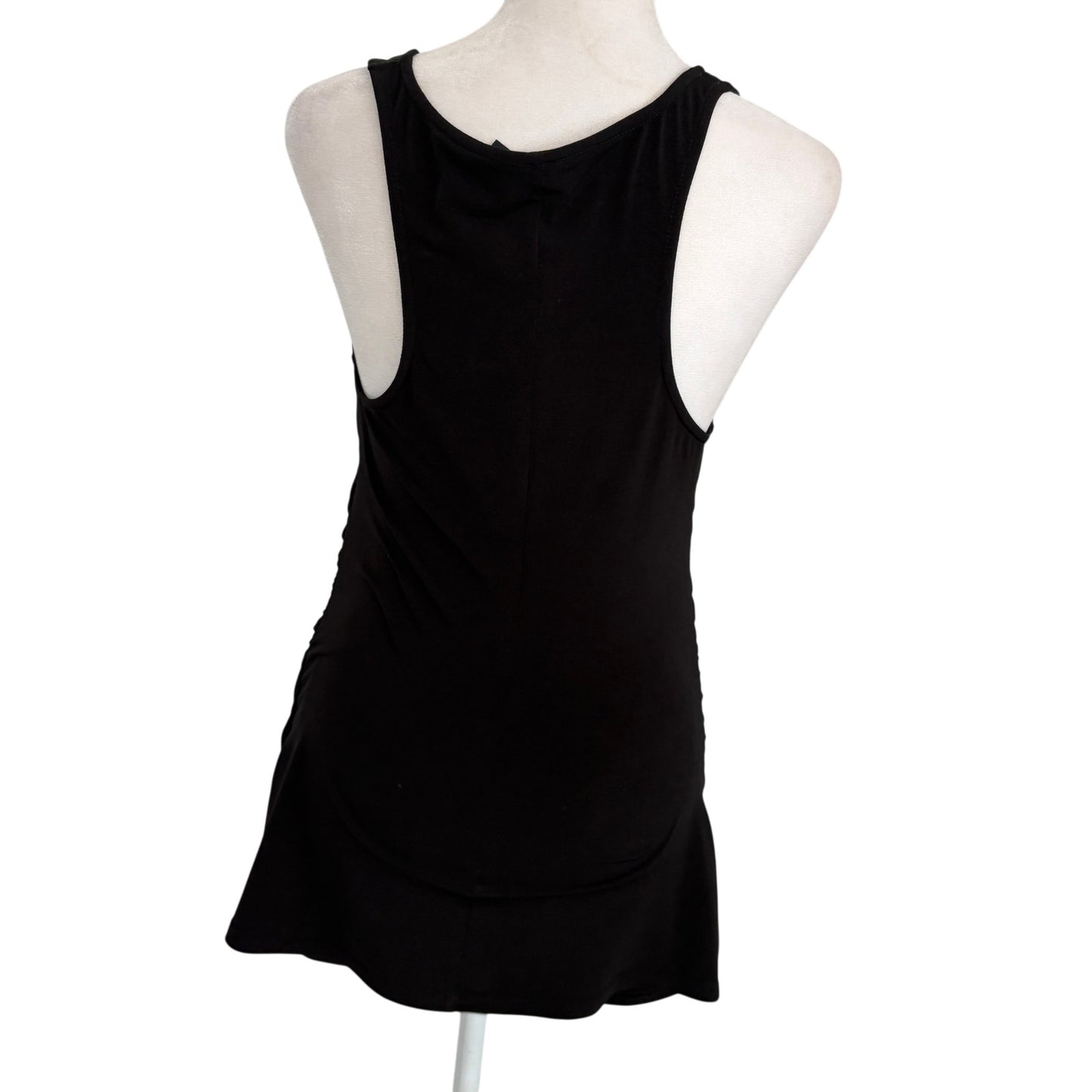 Viereck Los Angelos Black Tunic Tank Top Ruched Sides V-Neck Womens Size Small