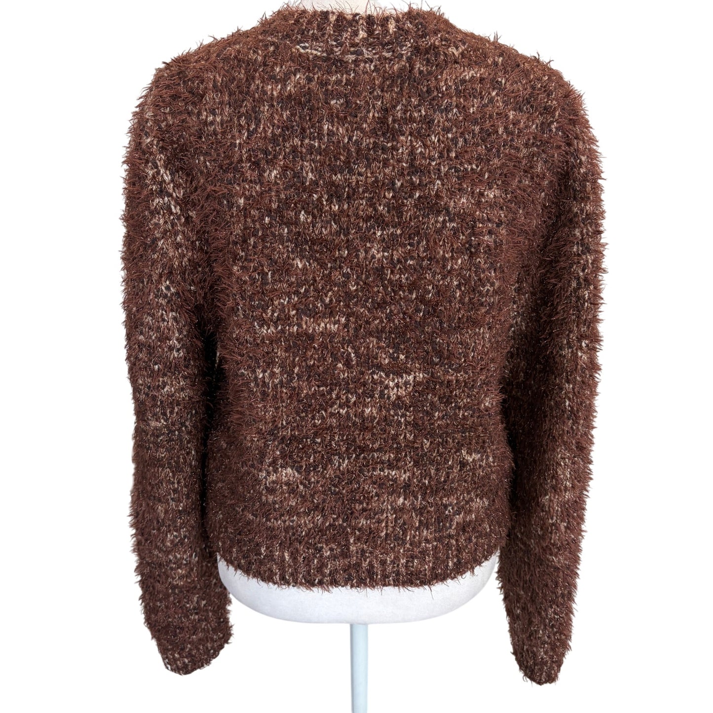 L'Agence Una Knit Cardigan Chocolate Brown with Gold Buttons Womens Size Medium
