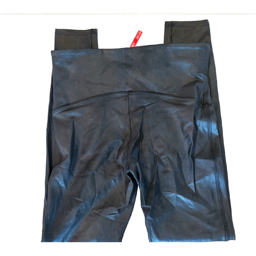 Spanx Sara Blakely Black Faux Leather Leggings Pants Womens Size XL