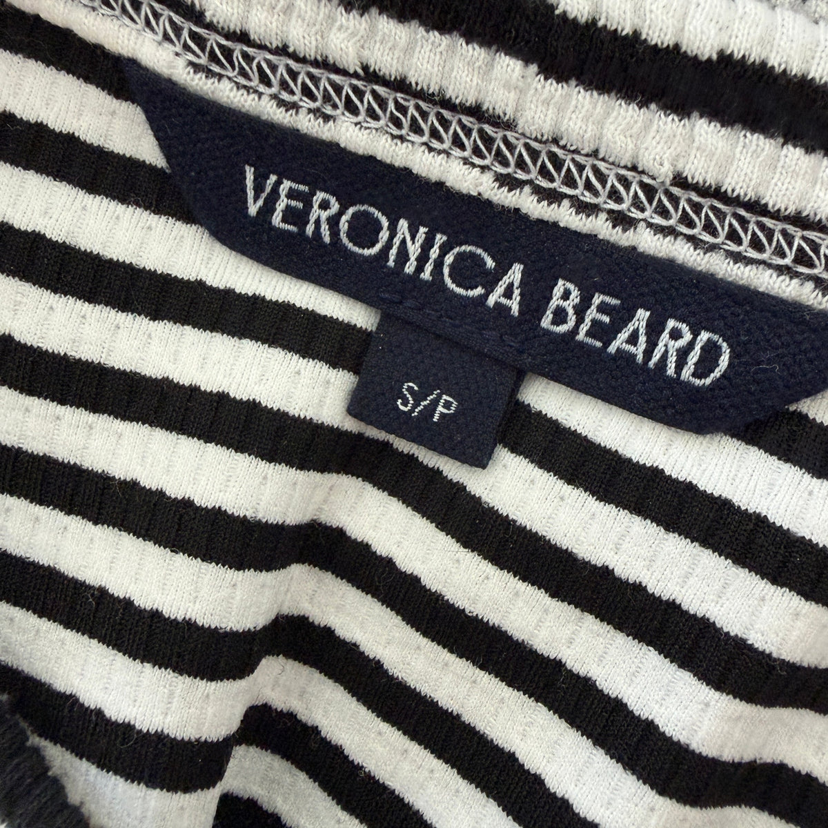 Veronica Beard Draya Black & White Striped Cotton Blend T-shirt Women Size Small