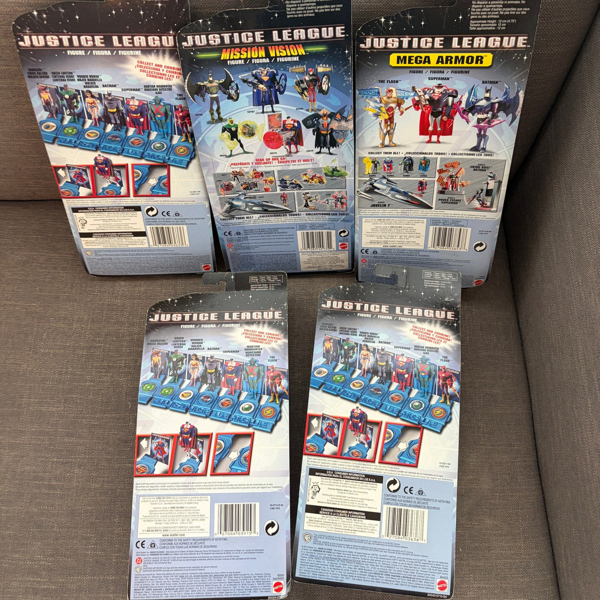 Justice League 2003 LOT 5 The Flash, Wonder Woman, Hawkgirl Action Figures NEW