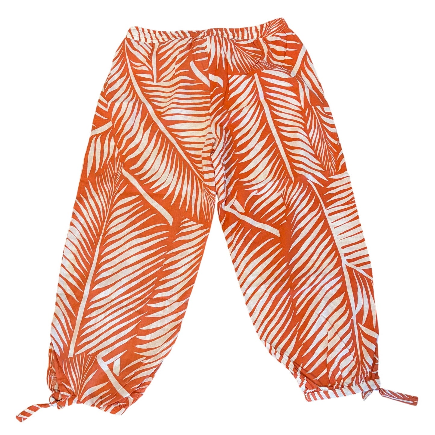 Panama Jack Orange White Fern Linen Blend Jogger Pants NEW Women Size Large