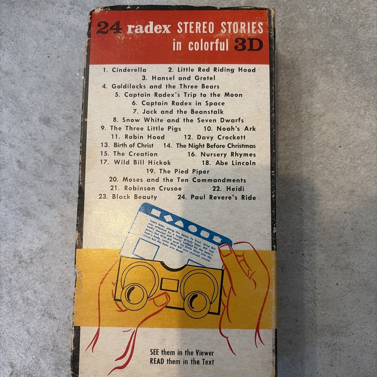 Radex 3D Stereo Viewer 6 Color Slides Snow White & the Seven Dwarfs In Box