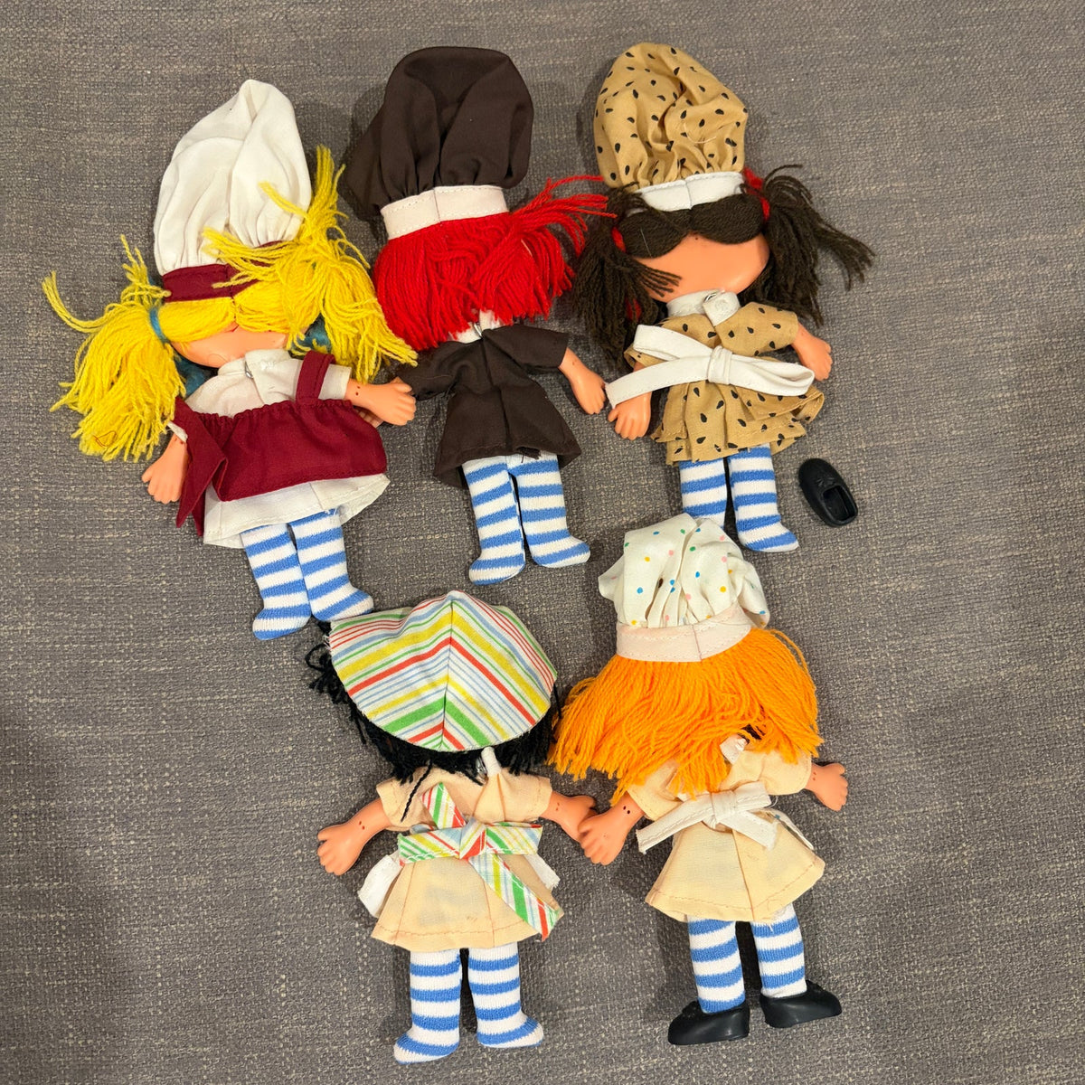 Vintage 1981 The Cooky Box Flat Bendable Dolls LOT of 5