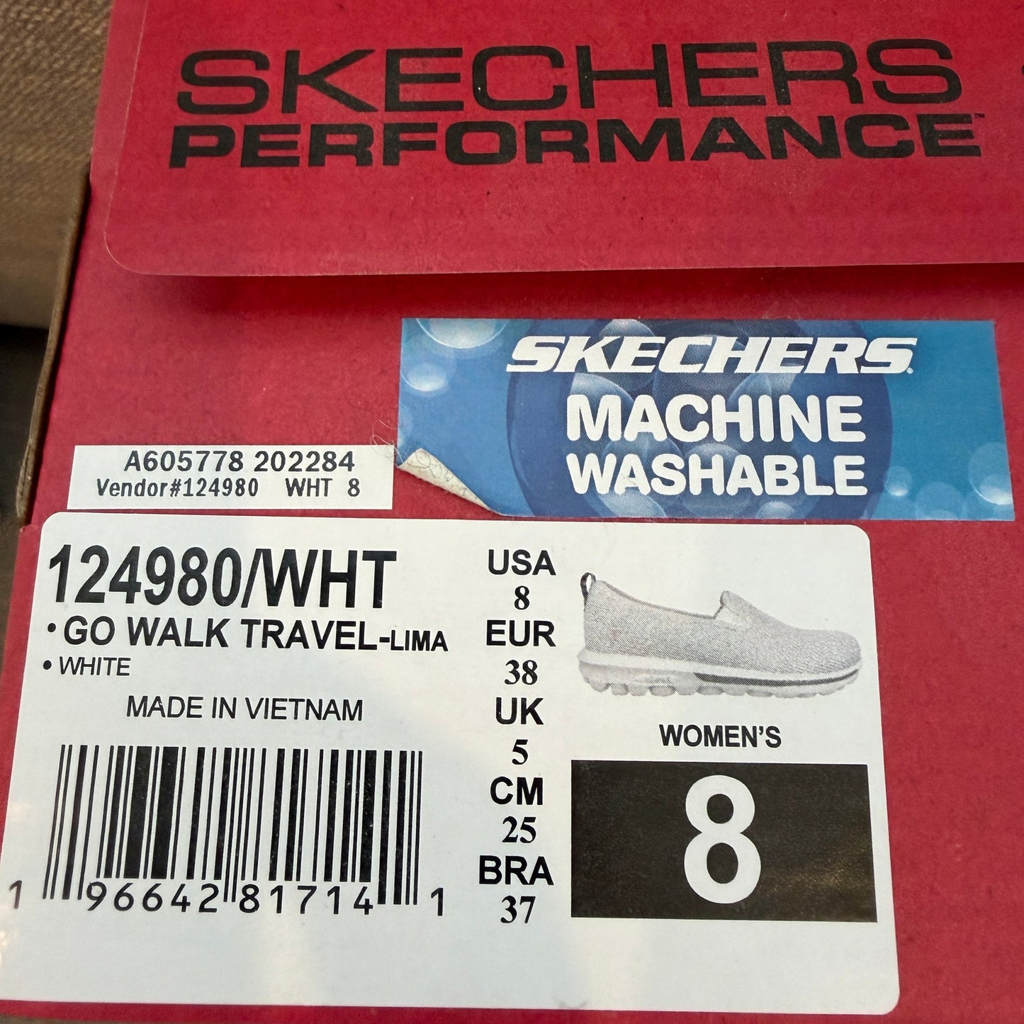 Skechers White Go Walk Travel Slip-In Sneakers Womens Size 8 NEW