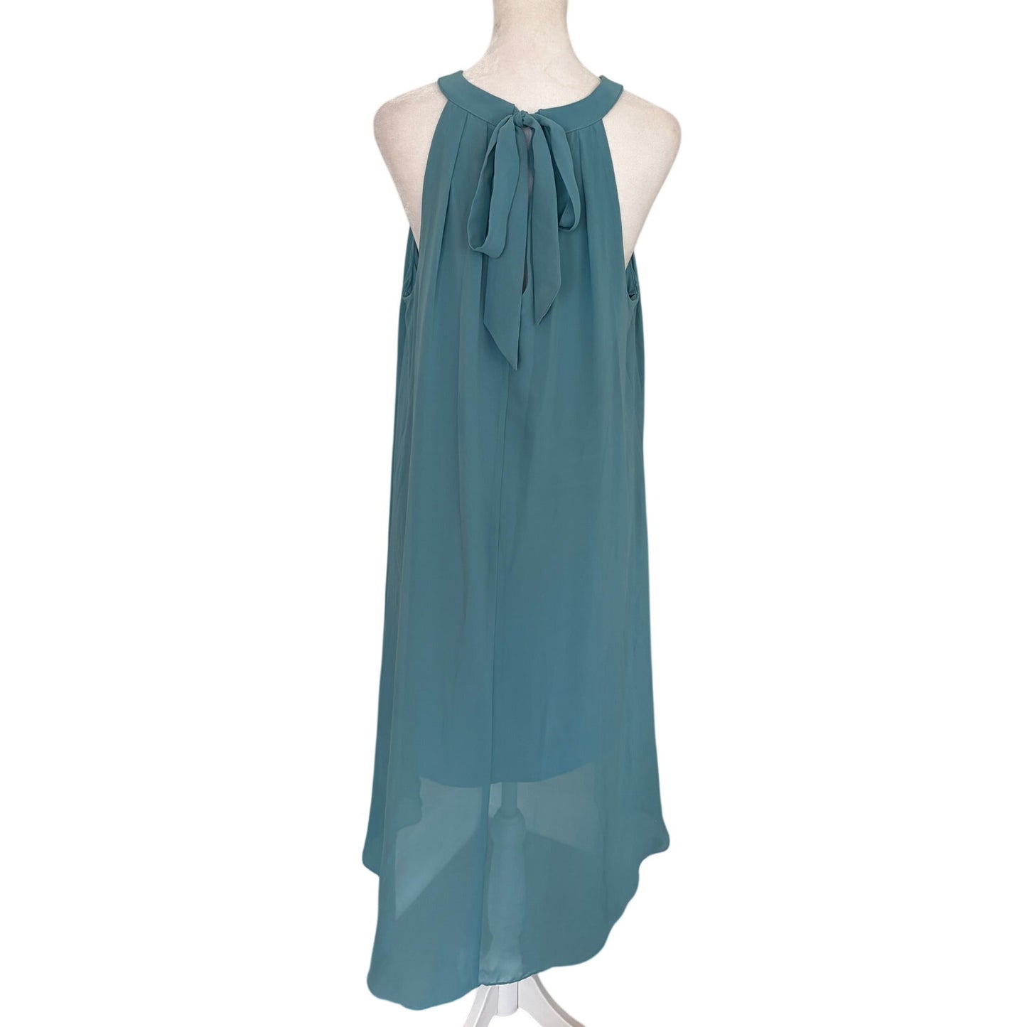 Adrianna Papell Robins Egg Blue Halter Ruffled High Low Dress Womens Size 12