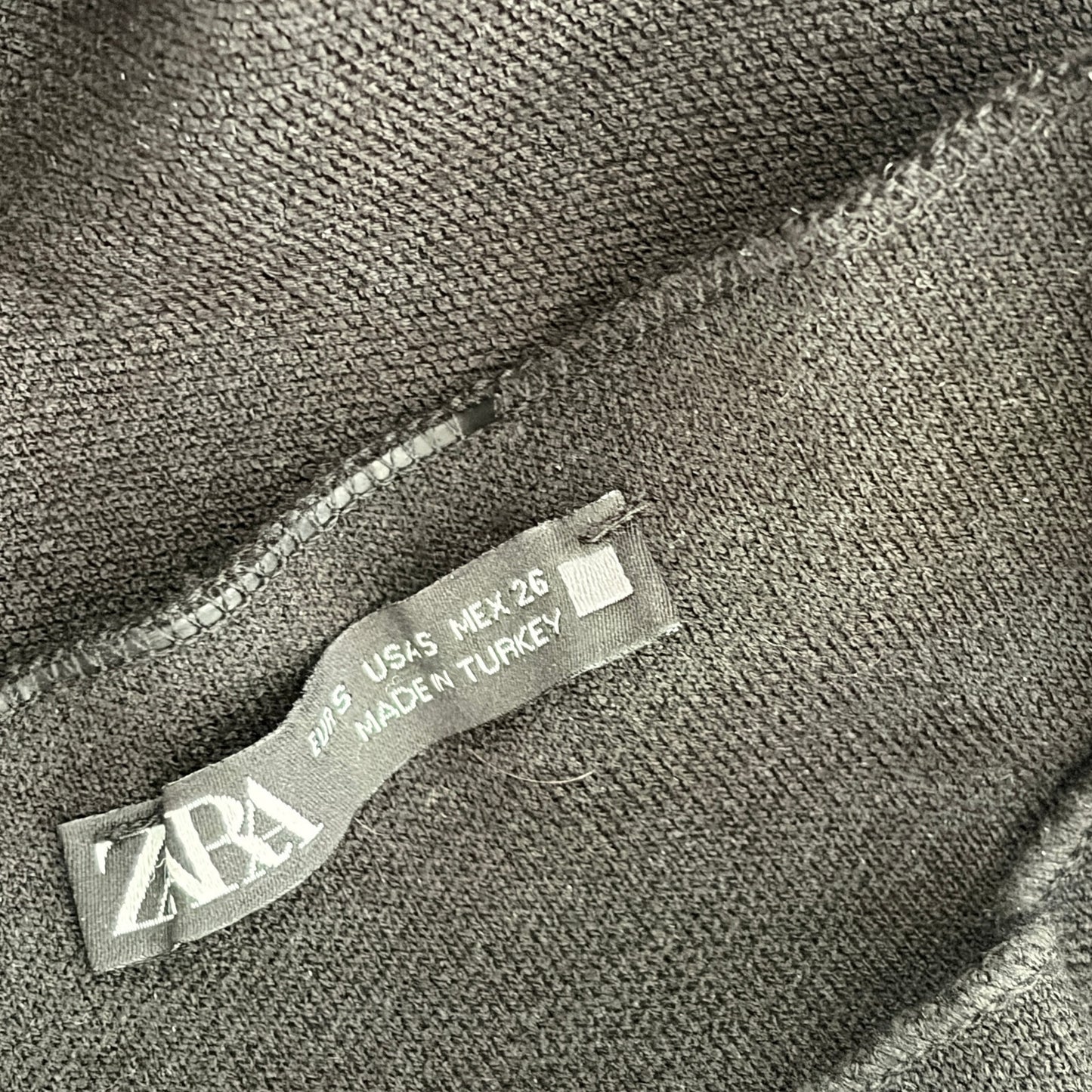 Zara Black Short Sleeve Mock Neck Knit Bodycon Dress Womens Size Small