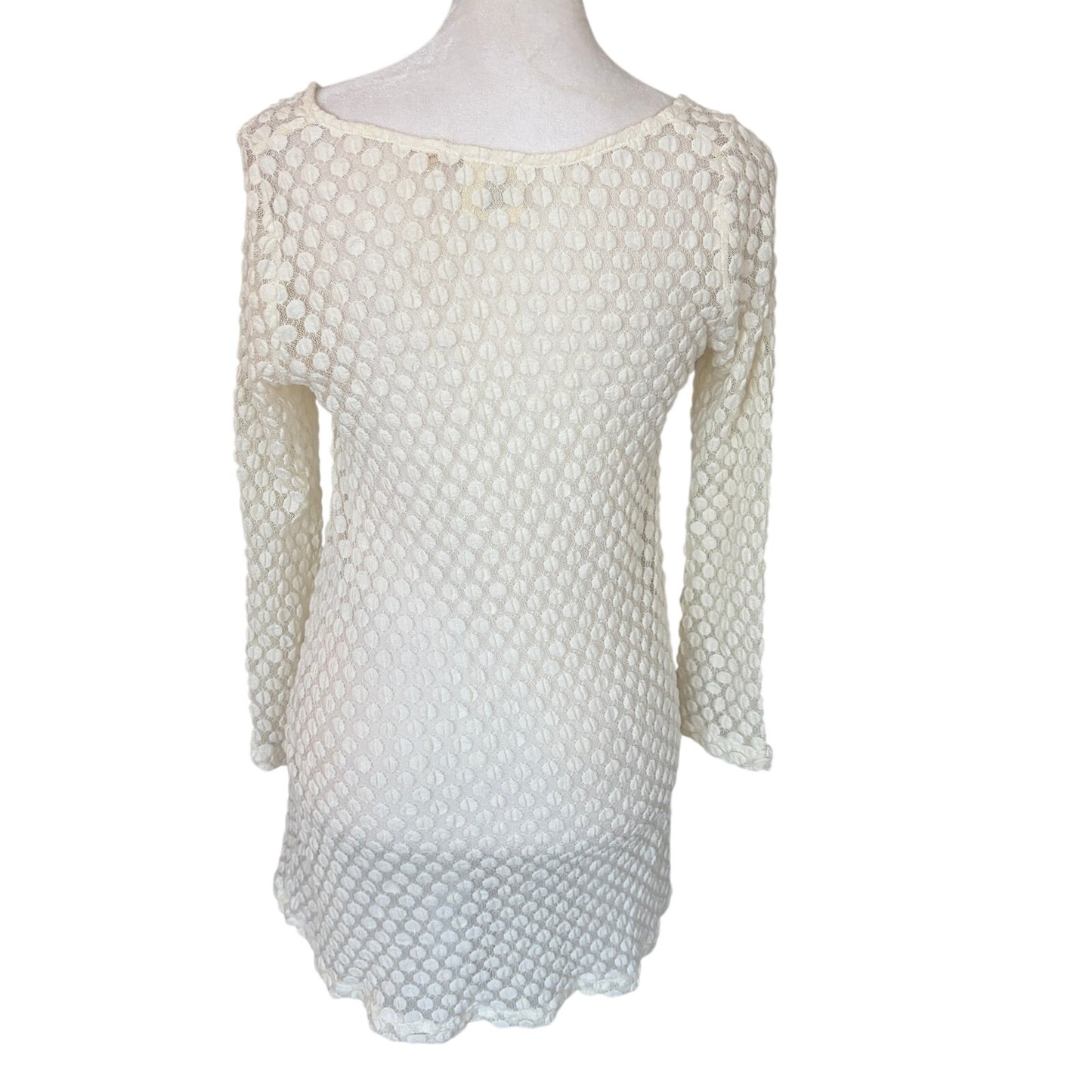 Lilka Anthropologie Ivory Lacy 3/4 Sleeve Cover Up Womens Size Medium