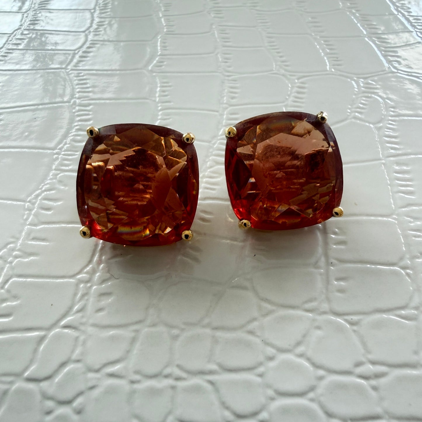 Kate Spade New York Amber Colored, Gold Tone Large Gumdrop Clip-on Earrings