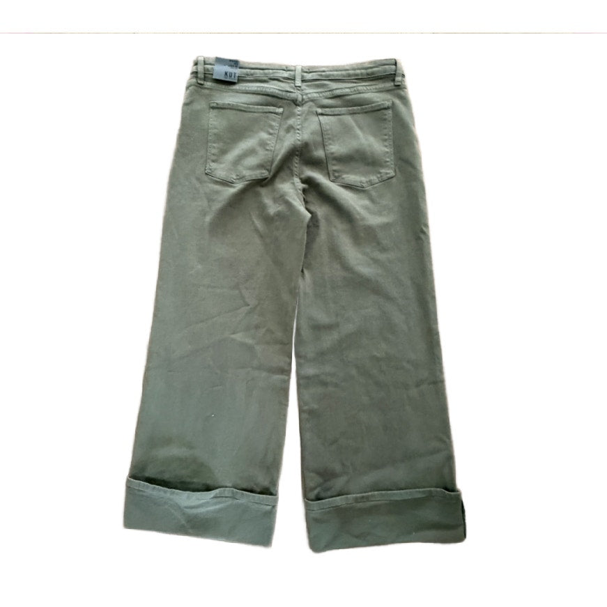 KUT FROM THE KLOTH High Rise Meg Fab Ab Wide Leg Jeans Olive Womens Size 14 NWT