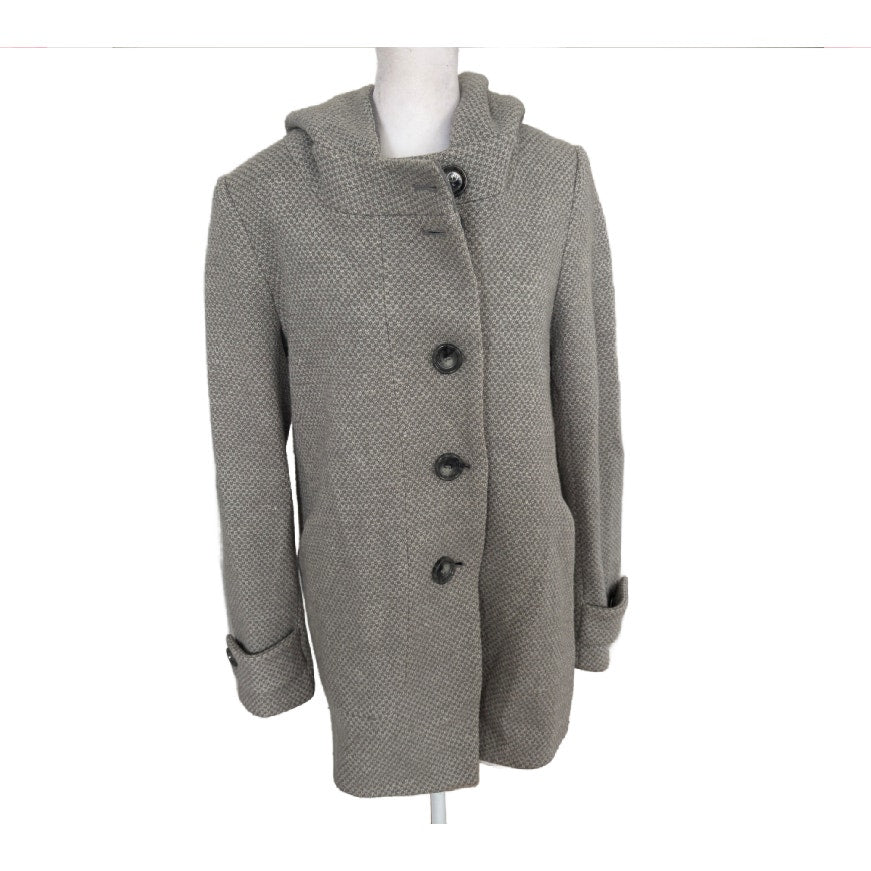 Kristen Blake Gray Hooded Wool Coat Womens Size 6