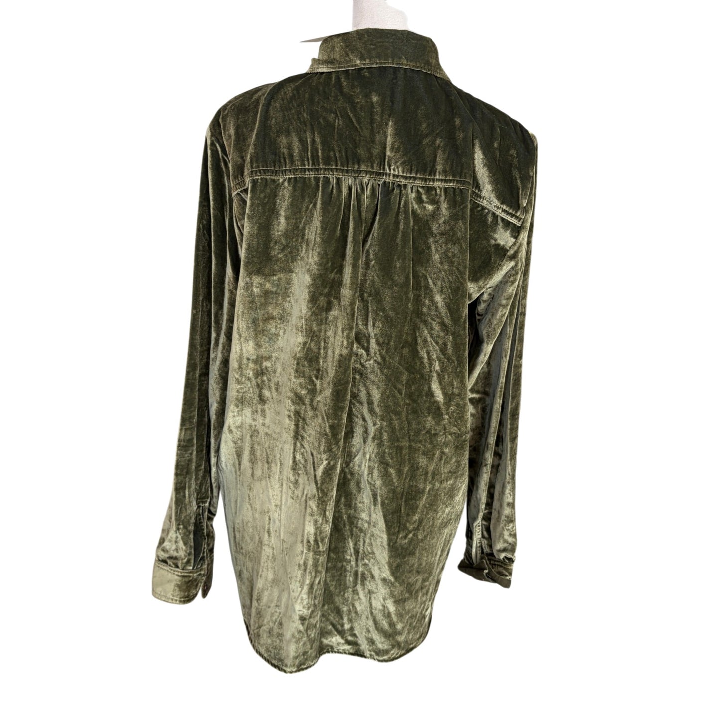 Maeve Anthropologie Olive Green Velvet Button Down Top Womens Size 6 NEW