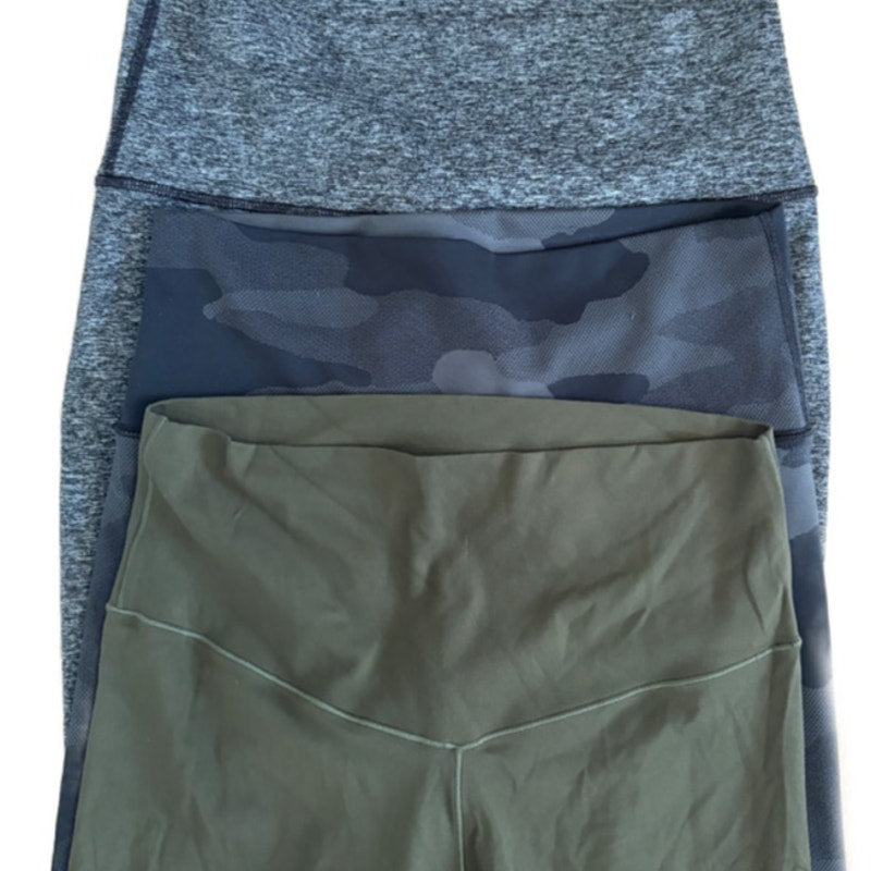 Aerie Offline LOT of 3 Pairs Leggings Gray, Black Camo, Green Womens Size Large