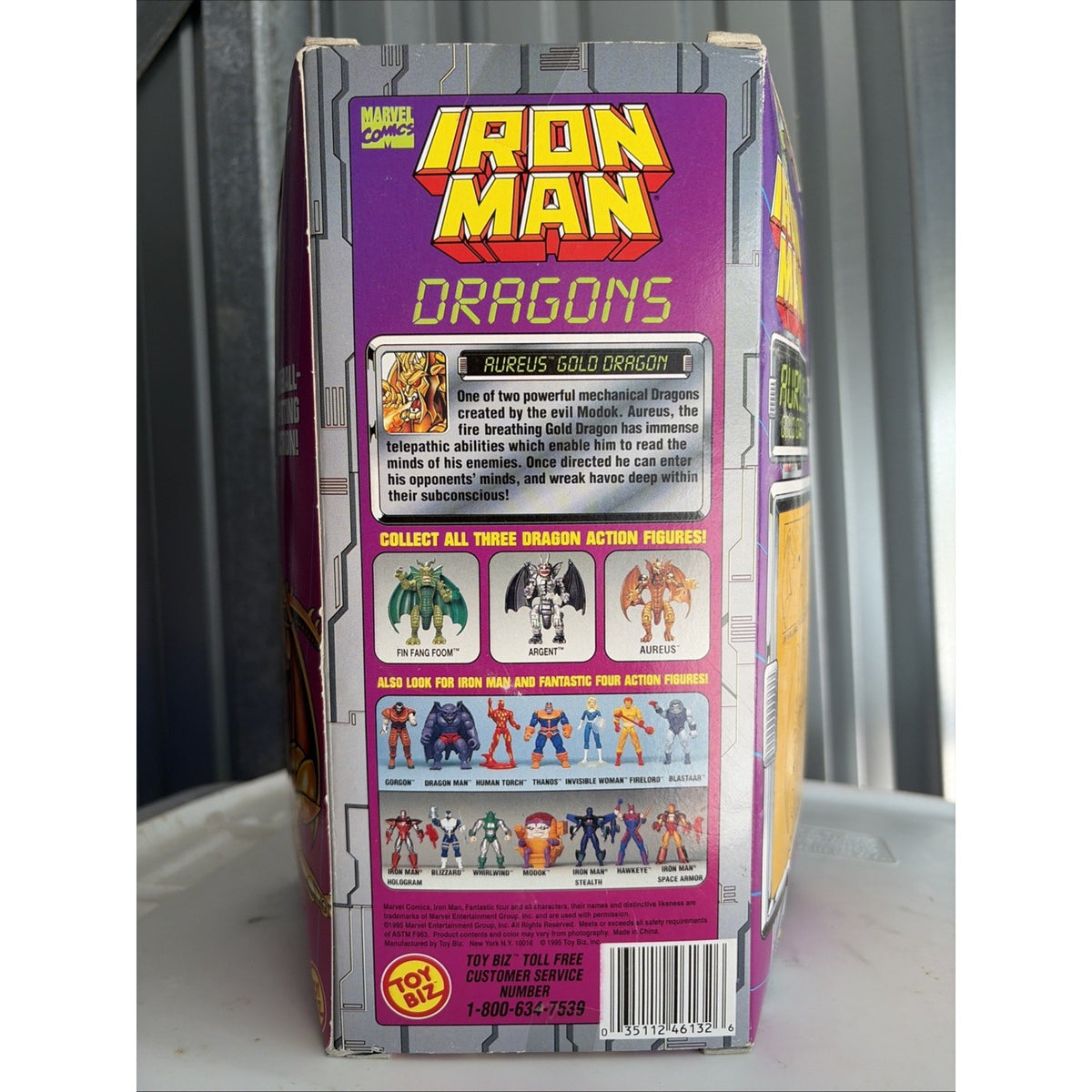 1995 ToyBiz Marvel Iron Man AUREUS Fireball-Spitting Gold Dragon Figure NEW