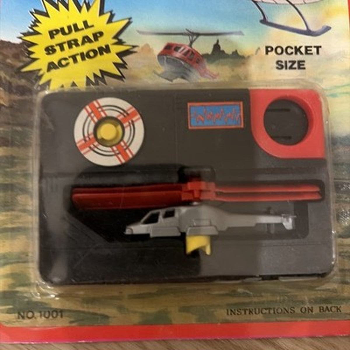 Vtg 1988 Tyco Sega Pocket Power Thunder Blade Helicopter Knock off Pull Strap