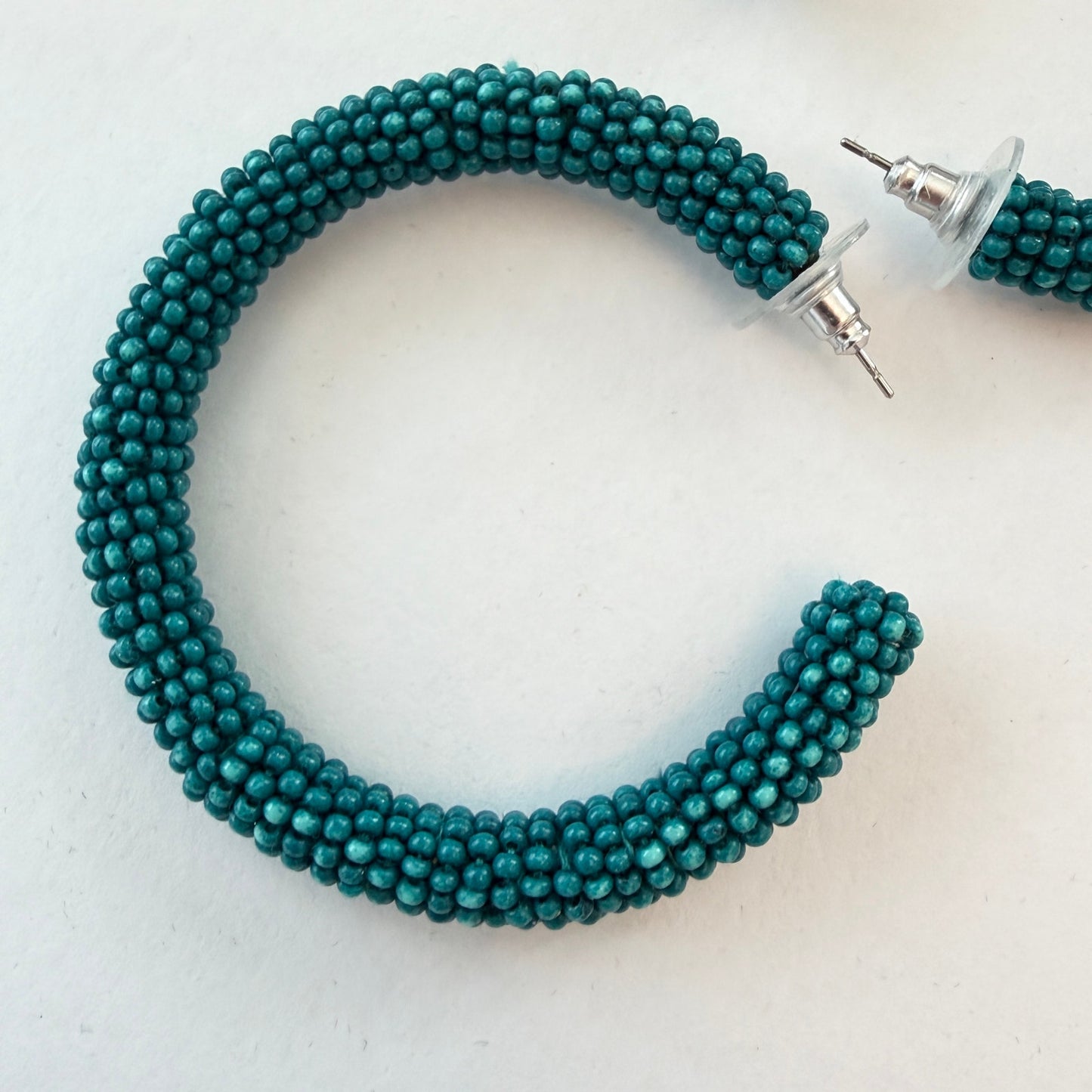 Deepa Gurnani Blue Beaded C Hoop Earrings