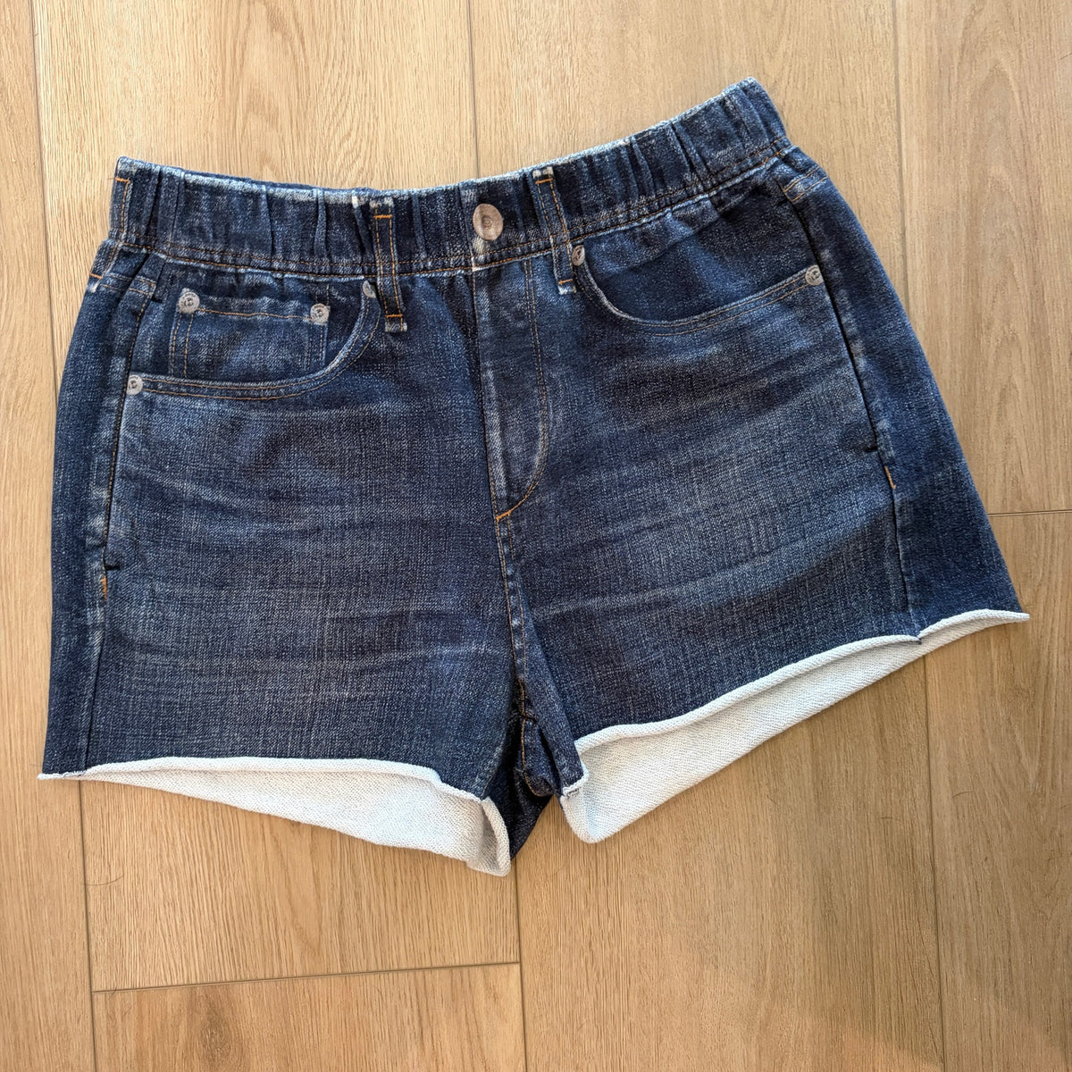 Rag & Bone Faux Denim Shorts Raw Hem Knit Shorts Womens Size Medium