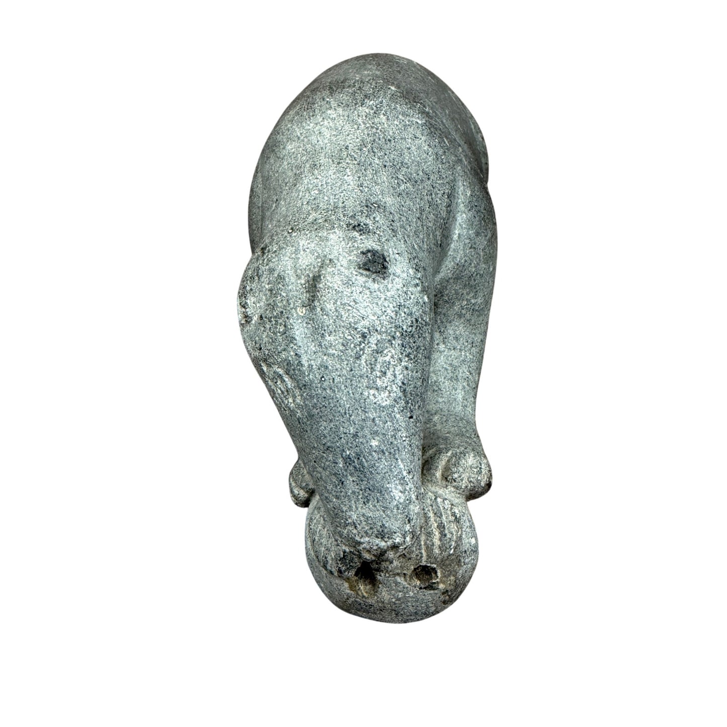 Vintage Inuit Carved Gray Soapstone Polar Bear Figure Sculpture Eskimo Art