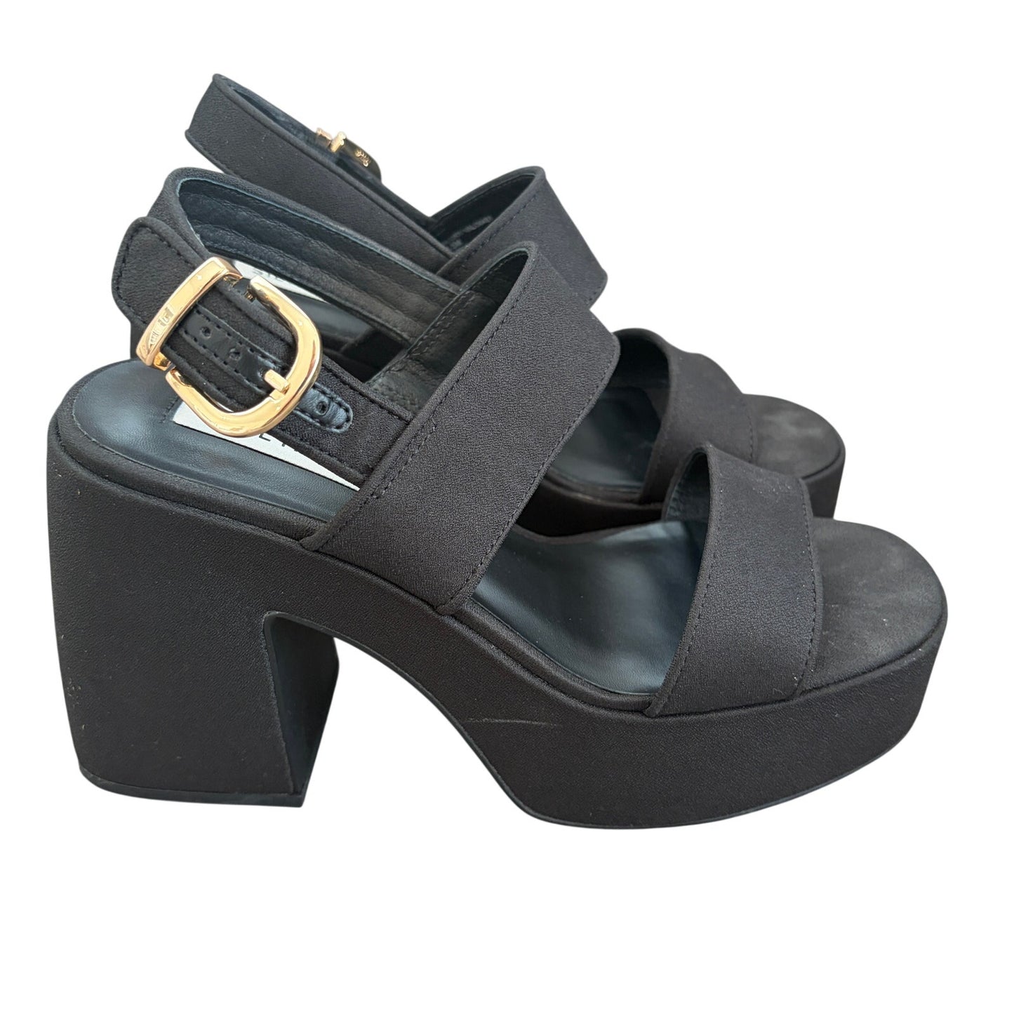 Steve Madden Valory Black Platform Strappy Sandal Heels Womens Size 8.5