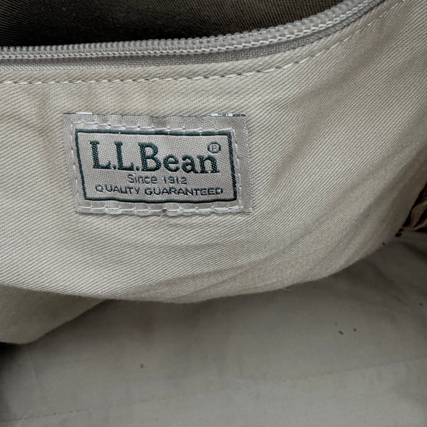 Vintage LL Bean Boat and Tote Canvas Bag Brown With Moose Design, Leather Trim