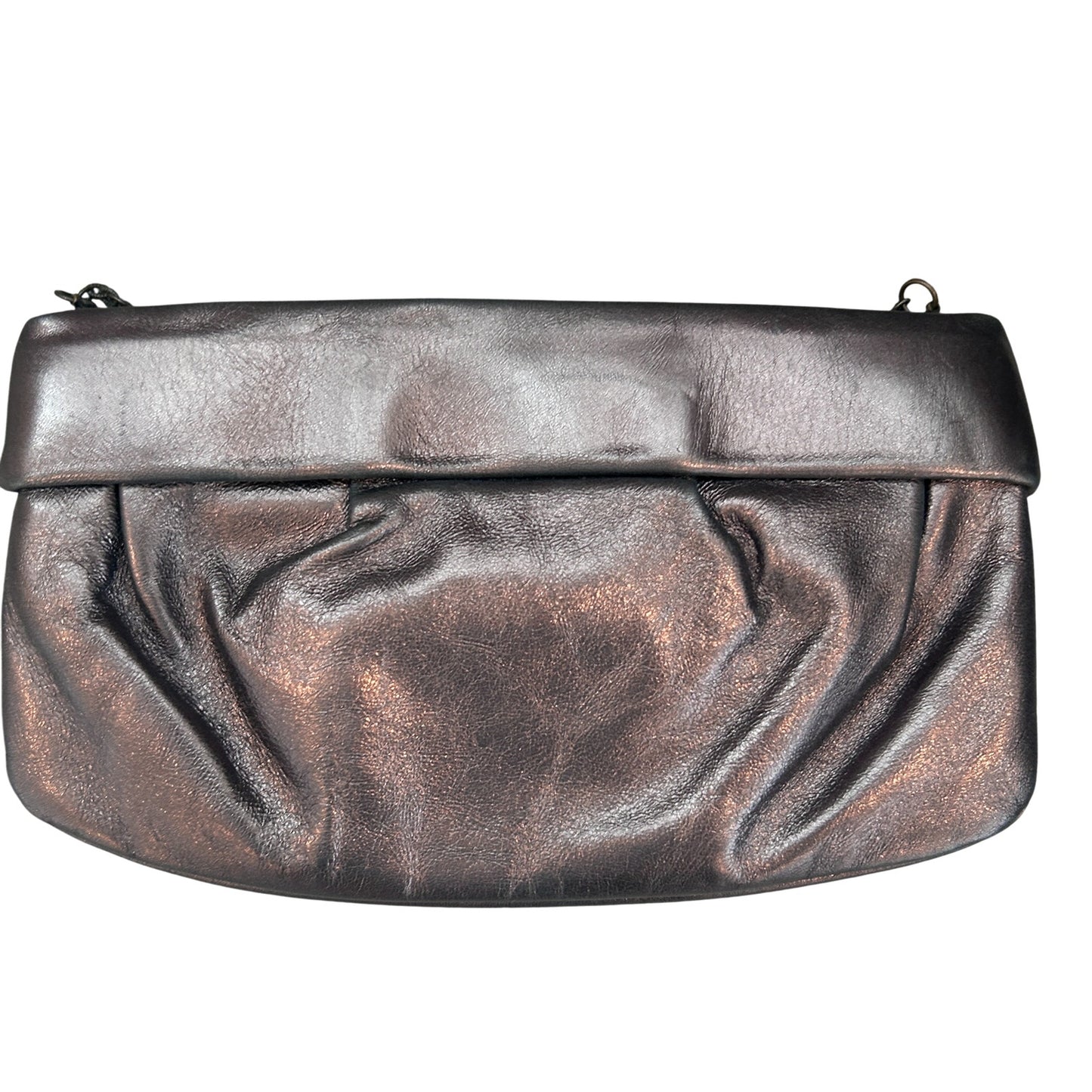 Doncaster Brown Leather Clutch / Shoulder Bag Chain Strap Made in Italy