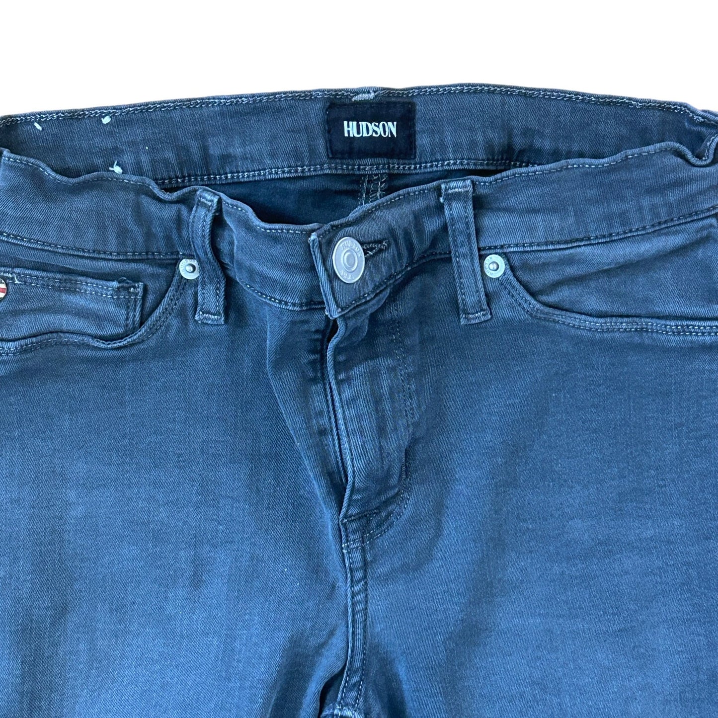 Hudson Black Midrise Natalie Super Skinny Ankle Jeans Raw Hem Womens Size 27