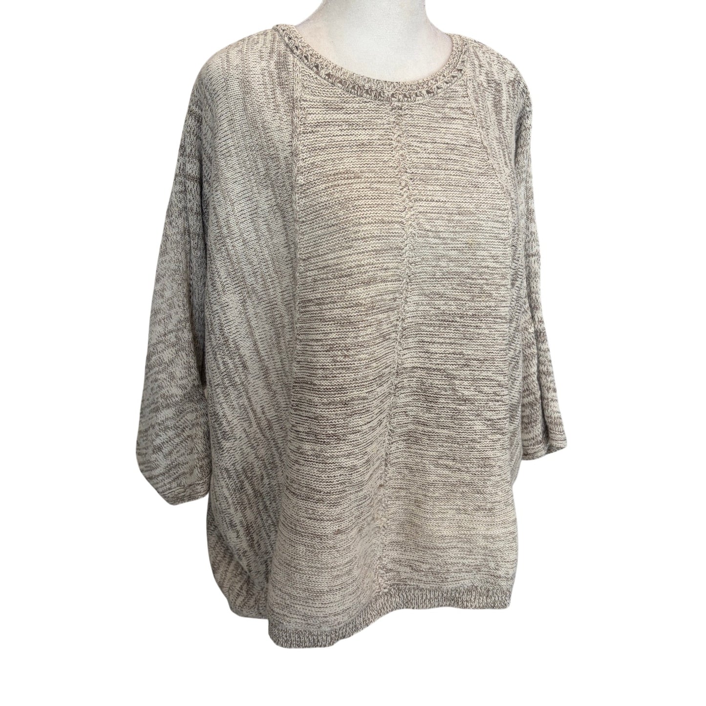 Purely Jill Tan / Ivory Boxy Short Sleeve Sweater Womens Size Medium