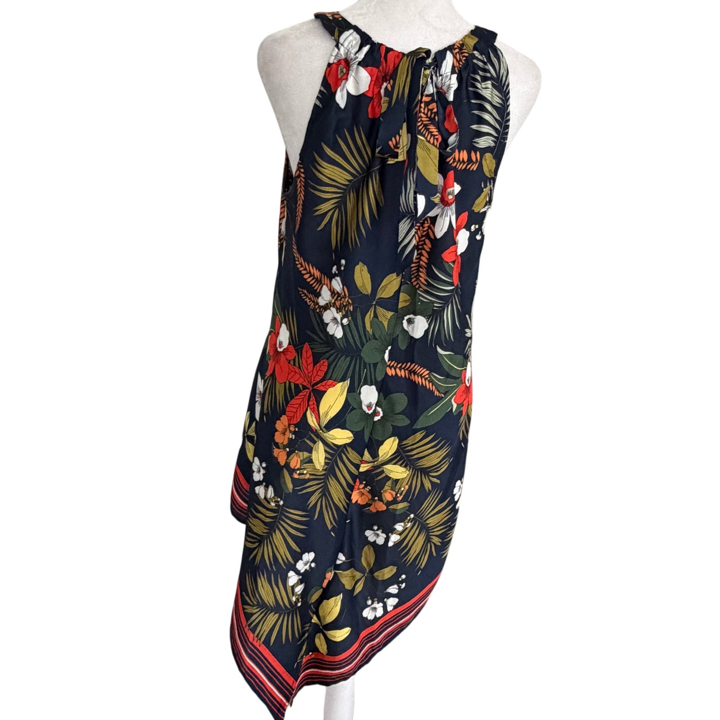 Dora Landa Blue and Red Floral Halter High Low Top Womens Size Small