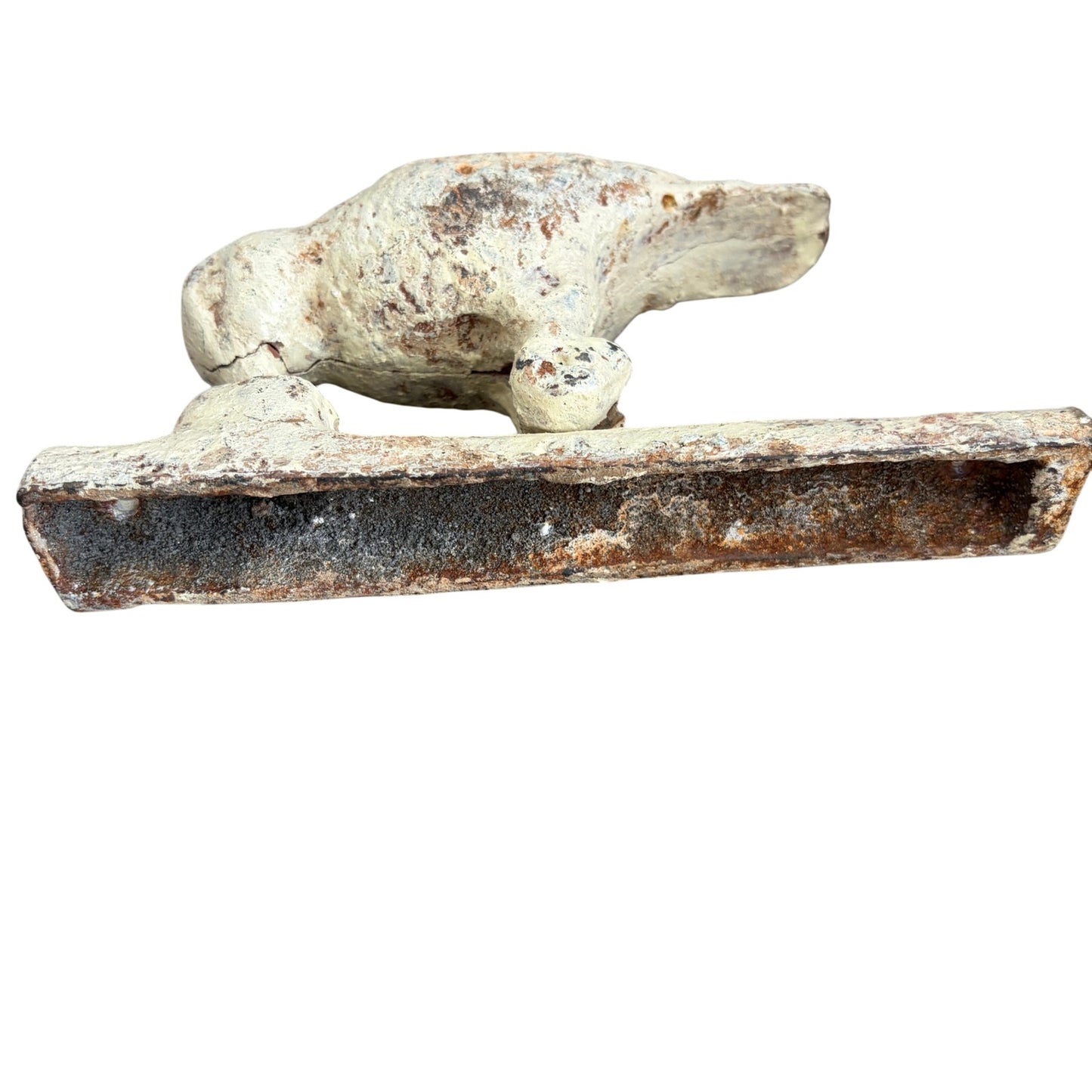 Rustic Vintage Cast Iron Bird Door Knocker Ivory and Brown Distressed Look