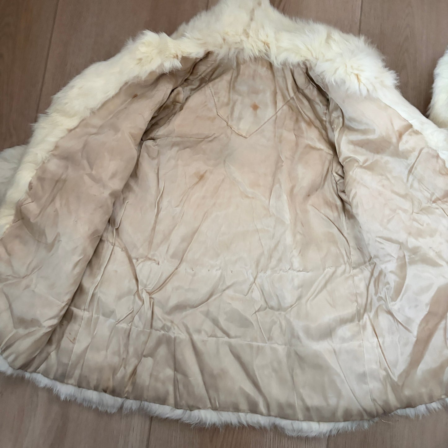 Vintage 1940s White Rabbit Fur Coat, Hat, Muff Girls Toddler
