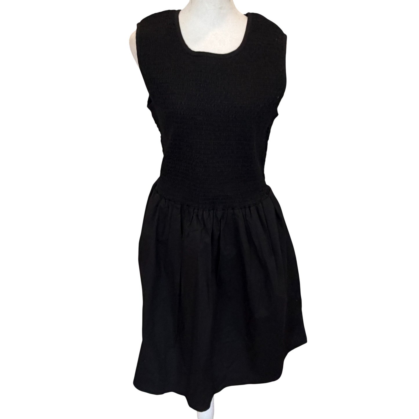 French Connection Black Ruched Sleeveless Fit Flare Mini Dress Womens Size 12