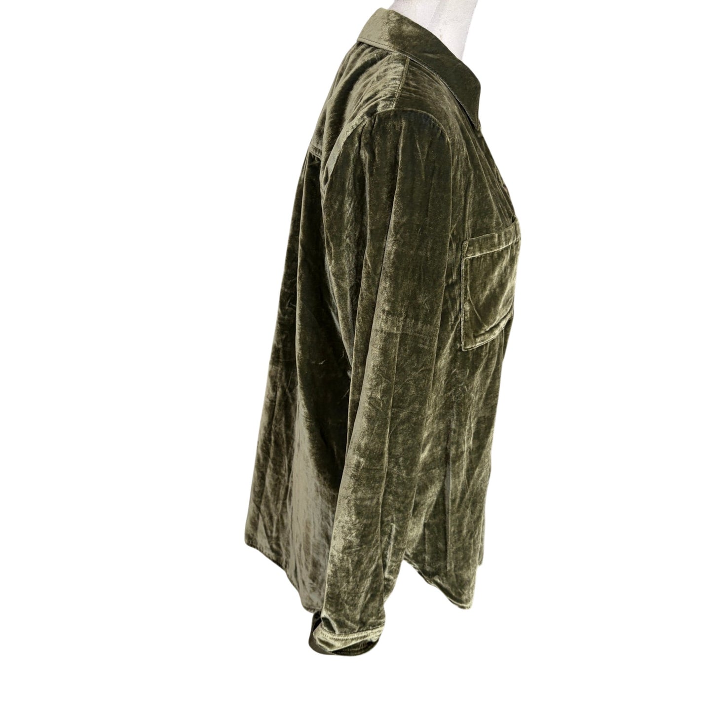 Maeve Anthropologie Olive Green Velvet Button Down Top Womens Size 6 NEW