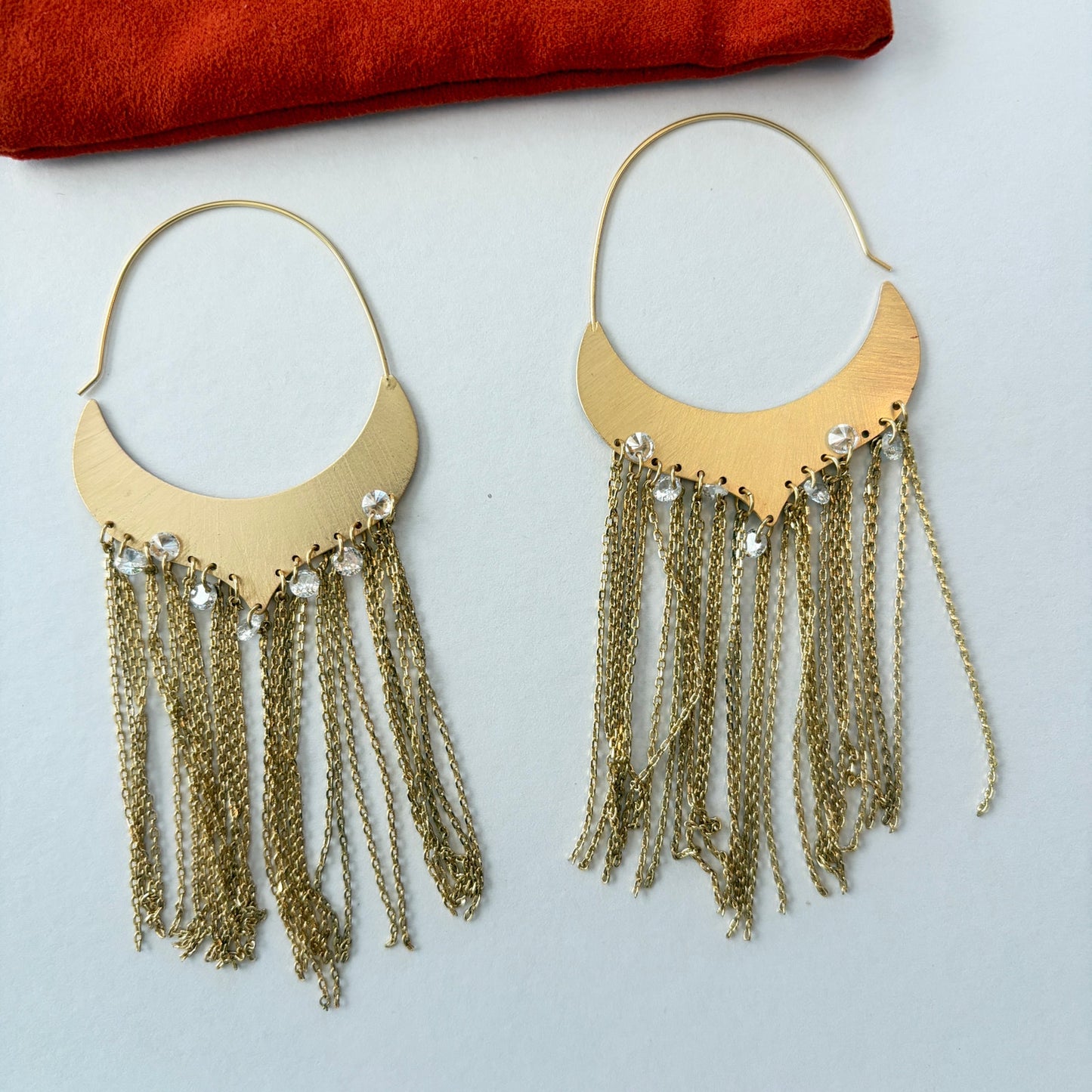 Anthropologie Gold Fringe Drop Earrings