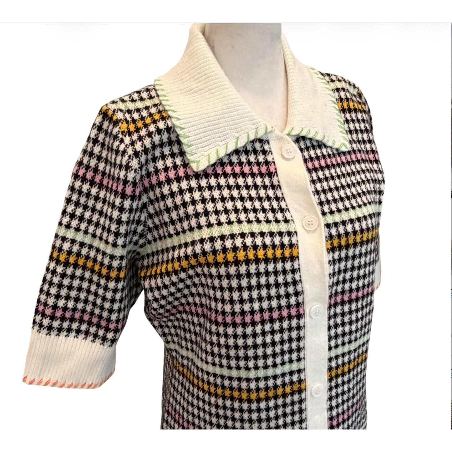 Anthropologie Maeve Buffalo Check Collared Sweater Dress Womens Size Medium NEW