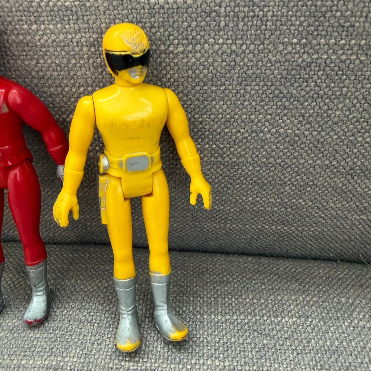 Vtg 1980 Popy Denshi Sentai Denziman Vinyl Plastic Figures Red, Yellow, Green