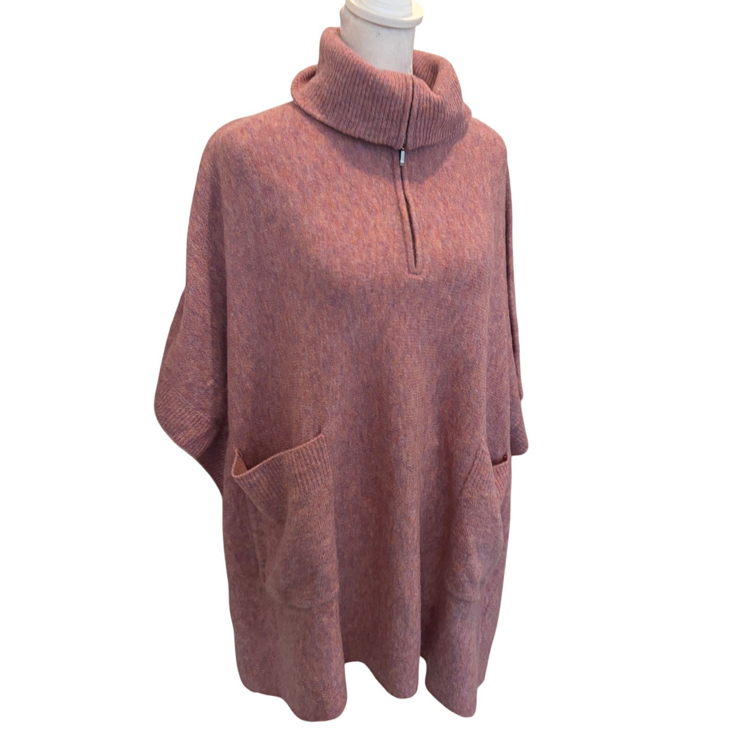 Anthropologie NWT Dusty Pink Wool Blend Boxy Sleeveless Shawl Sweater Size XS/S
