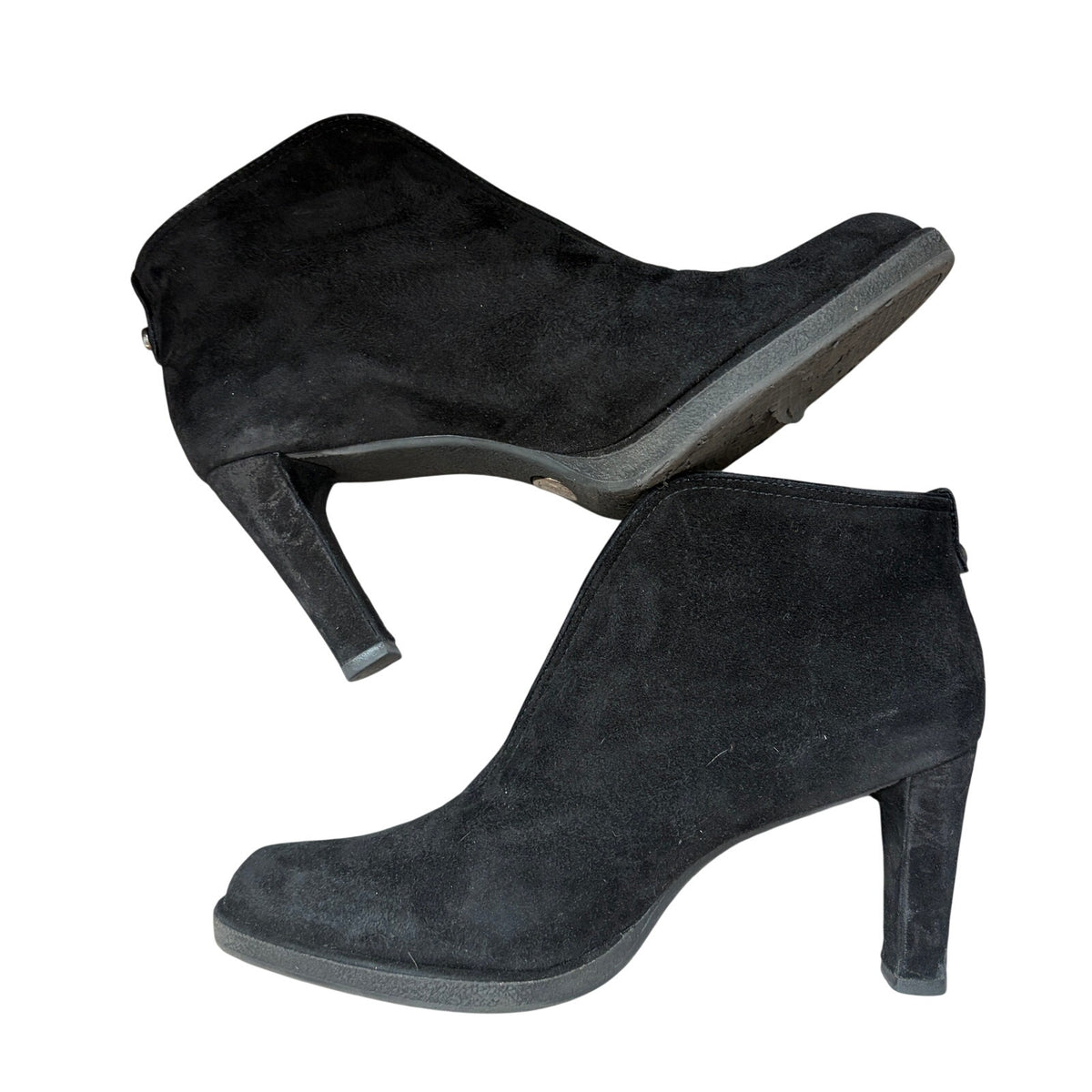 Stuart Weitzman Black Suede Bootie Heeled Slip-On Ankle Boots Womens Size 8.5