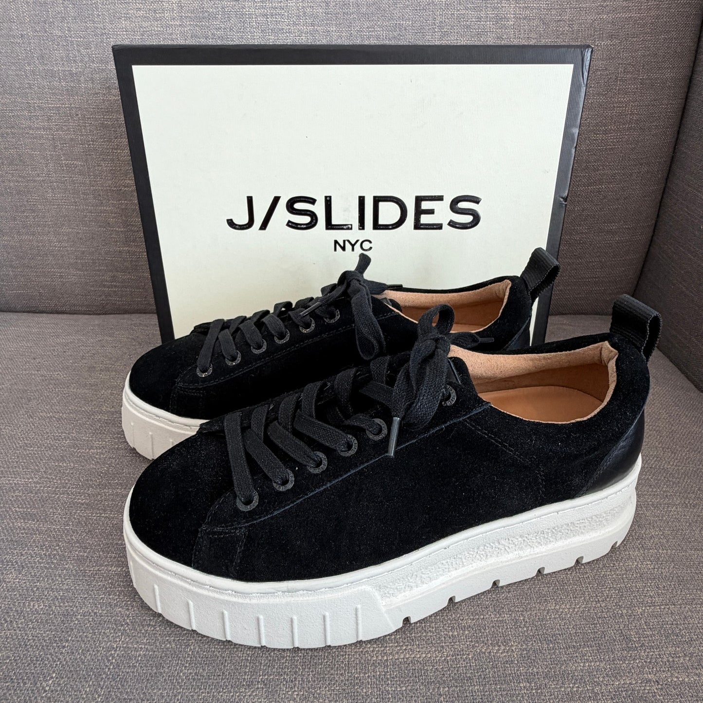 J/Slides Roger Black Suede Platform Sneaker Womens Size 8.5 NEW IN BOX