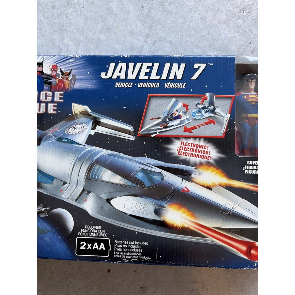 JUSTICE LEAGUE JAVELIN 7 Superman Electronic Mission Mattel Animated NEW