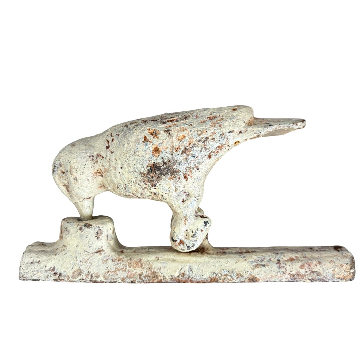 Rustic Vintage Cast Iron Bird Door Knocker Ivory and Brown Distressed Look