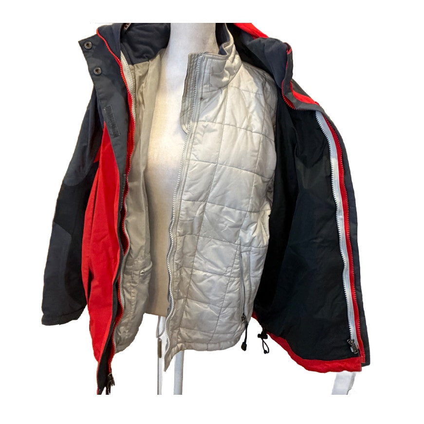 LL Bean Red Gray Winter Jacket Thinsulate 2 Coats in One 0 XC95 Women Size Large